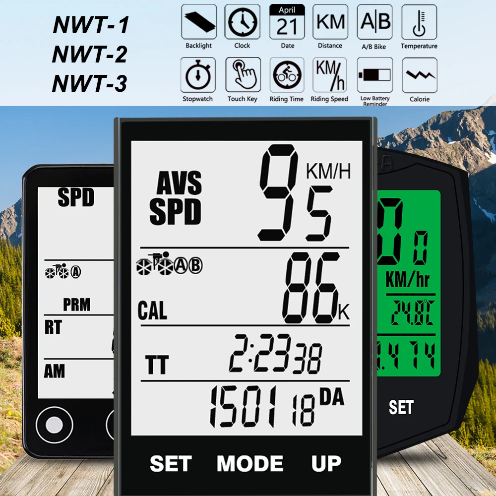 Nellvita Wireless Bike Computer Bicycle Speedometer Rainproof Cycling Odometer With Measurable