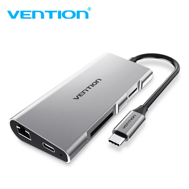 

Vention USB C HUB Type-C 3.0 HUB to HDMI 4k Thunderbolt 3 RJ45 Adapter for MacBook HuaWei Mate P10/P20 Pro Samsung Galaxy S8/S9