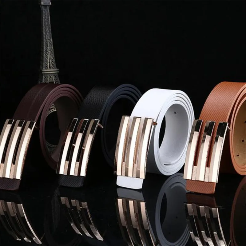 

Men Women Smooth buckle Leather Waist Strap Belts Buckle Belt artificial 4COLOR leather belts for men 40FE02