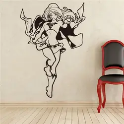 Бесплатная доставка Творческий Супергерл настенные DC Marvel Comics Superhero Home Decor Съемный ПВХ винил стены Стикеры Декор