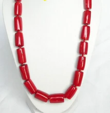 

FREE SHIPPING>>@> A23 natural 20" 20mm column red coral necklace
