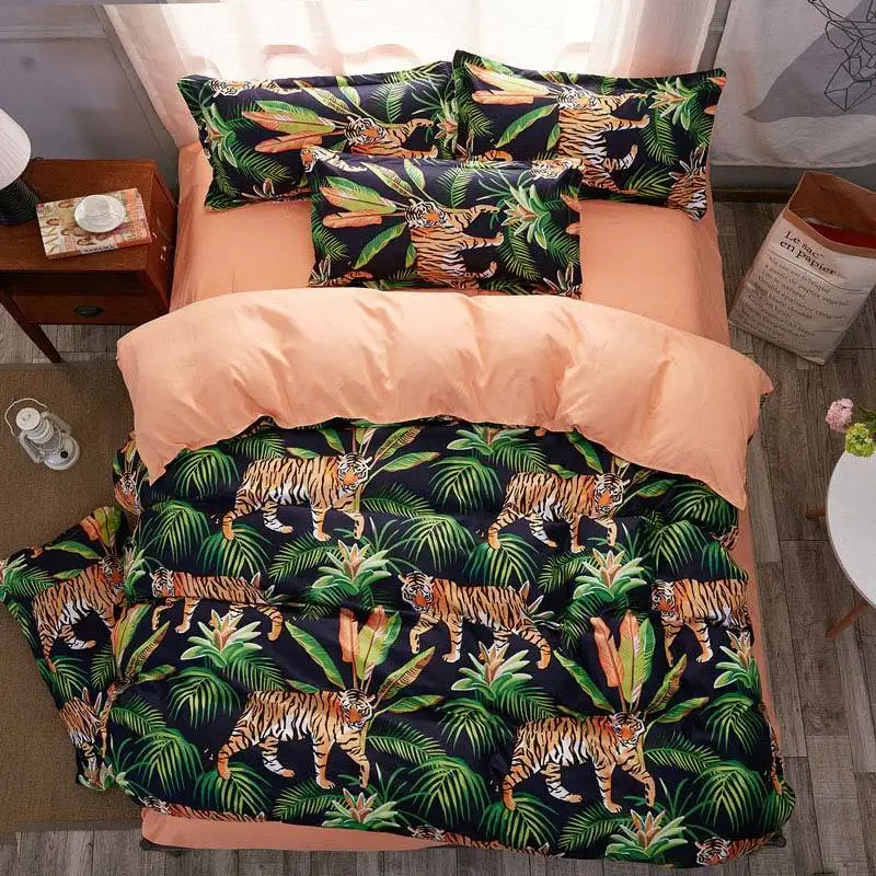 

Jungle Tiger 4pcs Girl Boy Kid Bed Cover Set Duvet Cover Adult Child Bed Sheets And Pillowcases Comforter Bedding Set 2TJ-61021