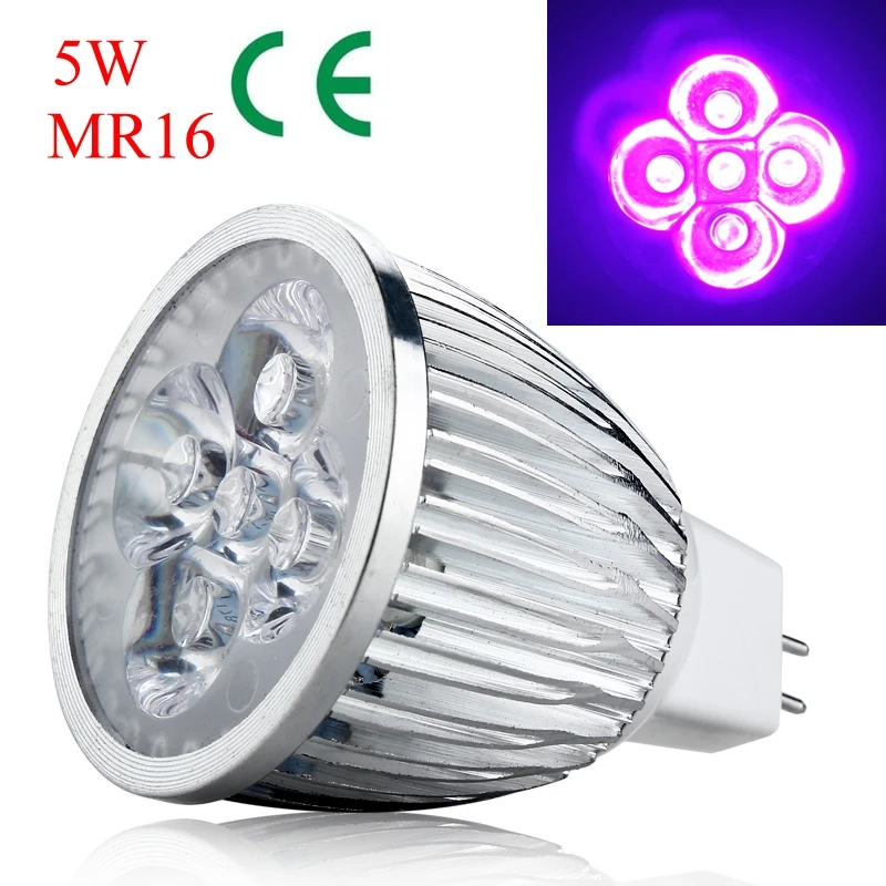 

1pcs 5W MR16 Base UV LED Ultraviolet LED Spotlight Bulb Home Lamp Bulb AC DC 12V LED spot lighting