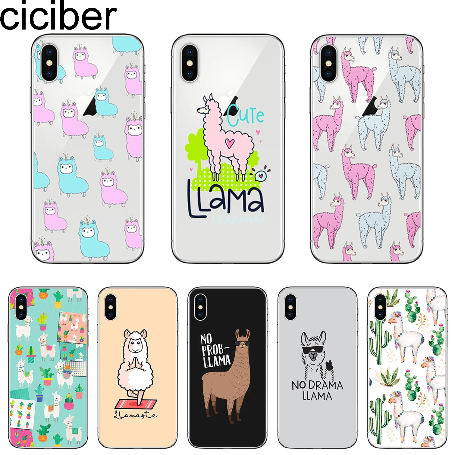 ciciber Coque For iPhone 7 Case 11 Pro Max 8 6S Plus Phone 5 Soft TPU for X XR XS Cover Llama Alpaca Animals |