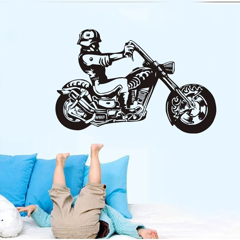 Gratis Pengiriman Vintage Motocross Wall Sticker Kartun Home Decor