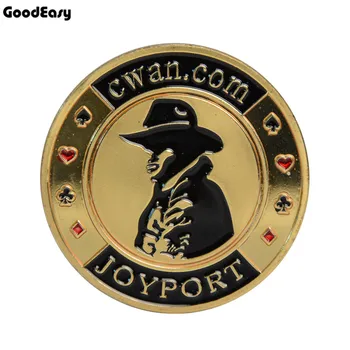 

Poker Cards Guard Protector Metal Token Coin with Plastic Cover Texas Hold'em Dealer Coin Button- Gold COWBOY