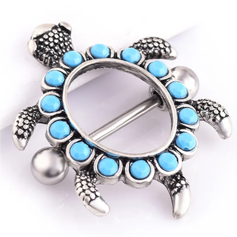 Blue Bead Turtle Nipple Rings Surgical Steel Helix Earring Retro Piercing Tortoise Body Jewelry Gift Hot | Украшения и аксессуары