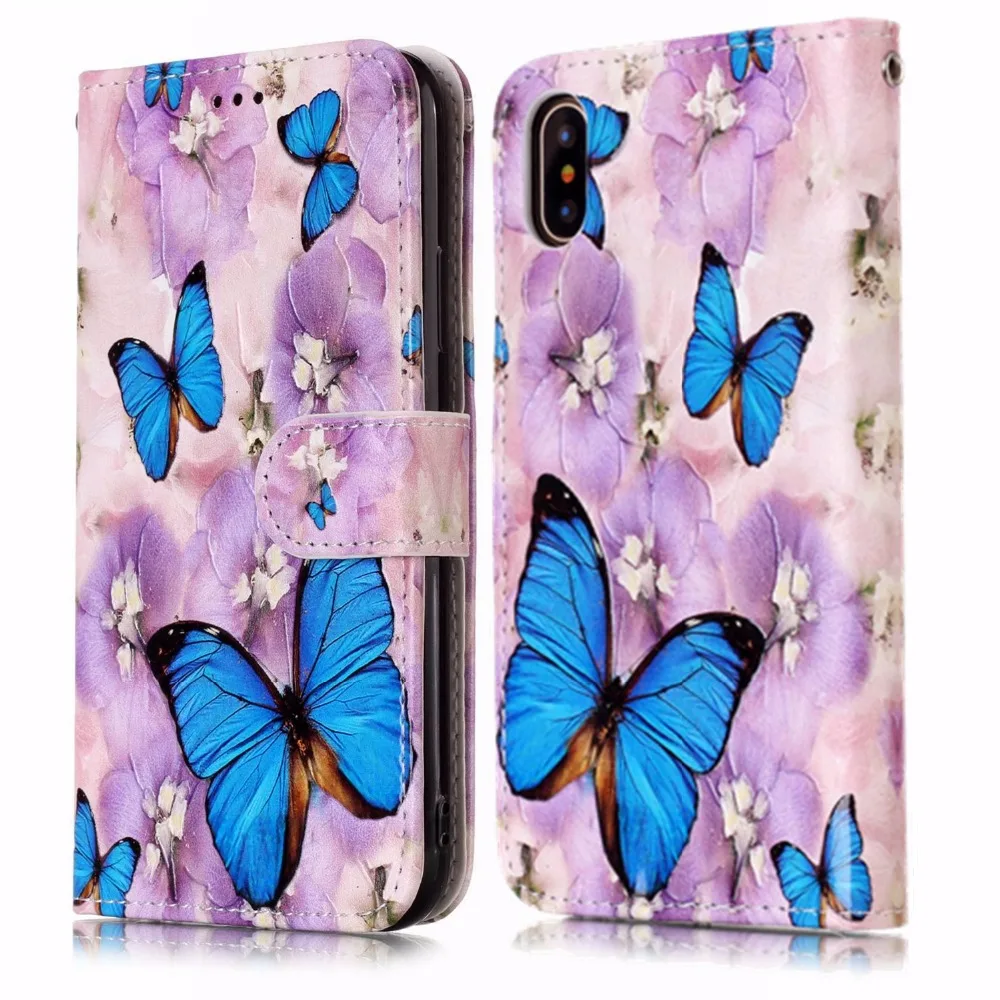 Магнитный флип чехол для iPhone X XS Max XR 8 7 6S Plus 5S SE с узором из искусственной кожи