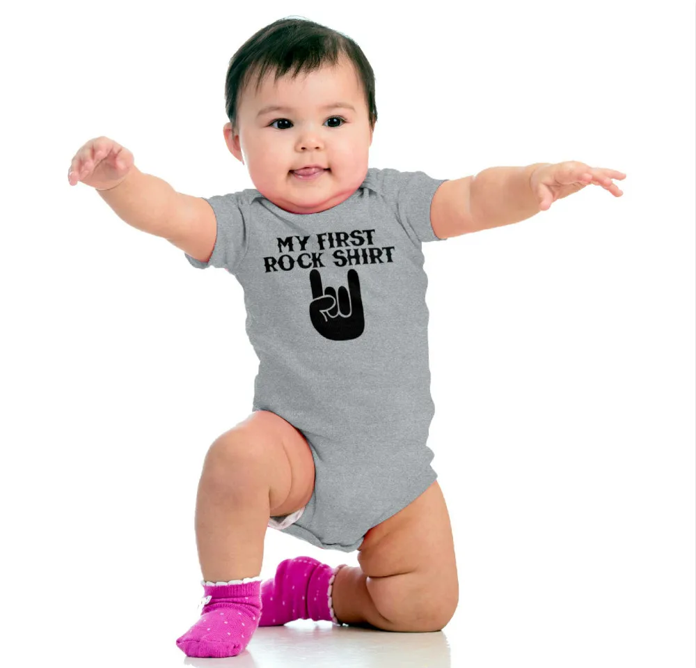 

Rock My First Rock Shirt Baby Short Sleeve Cotton Bodysuit Babe Boy Cute Clothes Jumpsuit Infant Outfit Funny Style Wear