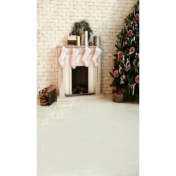

5X8ft thin vinyl photography background Computer Printed Christmas tree , fireplace Photography backdrops for Photo studio ST438