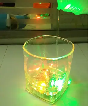 

Free shipping 48pcs/lot 10OZ Inductive LED Wine Whisky Cup LED Light Flashing Beer Mug Drink Cup Glass For Bar Party Club Home