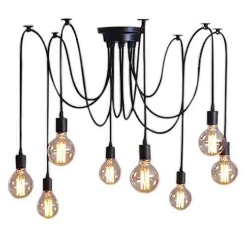 

Multi-function Adjustable DIY Pendent Lighting Chandelier Modern Chic Easy Fit Industrial Dining Light (Black)