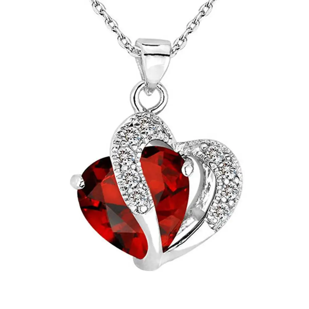 

Fashion Women Hollow Multicolor Heart Pendant Rhinestone Chain Necklace Jewelry Valentines Gift