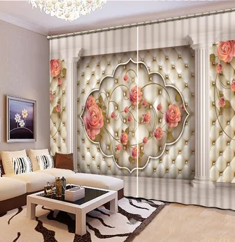 

Blackout/Sheer 3D Window Curtains For Living Room Bedroom Curtains Drapes 3D Cortinas Roman Column Plaid Flowers