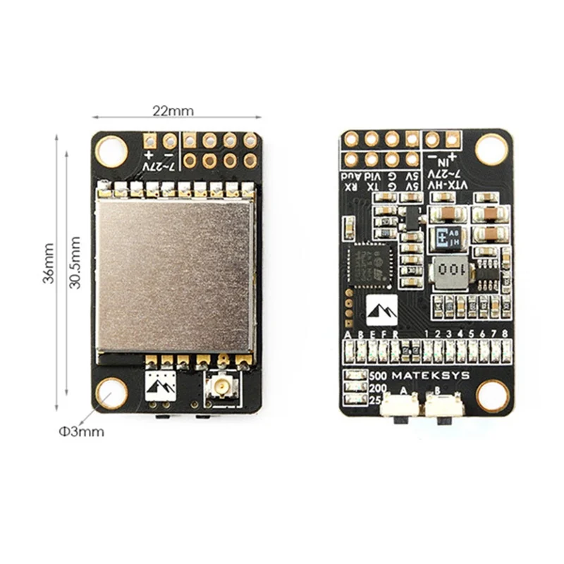 

Matek 5.8G 40CH 25/200/500mW switchable Video Transmitter VTX-HV with 5V/1A BEC Output