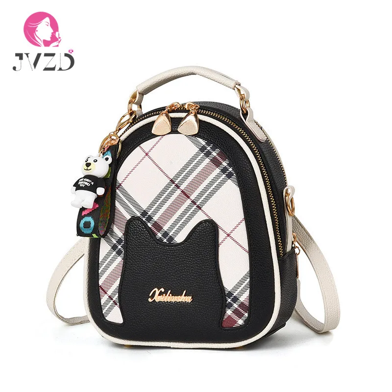 

JVZD Fashion Women's Backpack, Stitching PU Leather Schoolbag, Cat Multi-purpose Travel Backpack