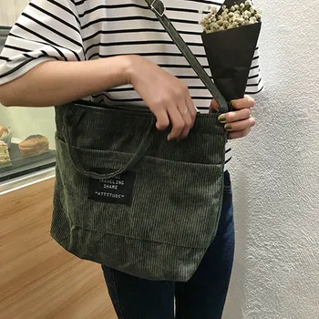 

Women Corduroy Crossbody Bag Simple Large Capacity Casual Messenger Bag OH66