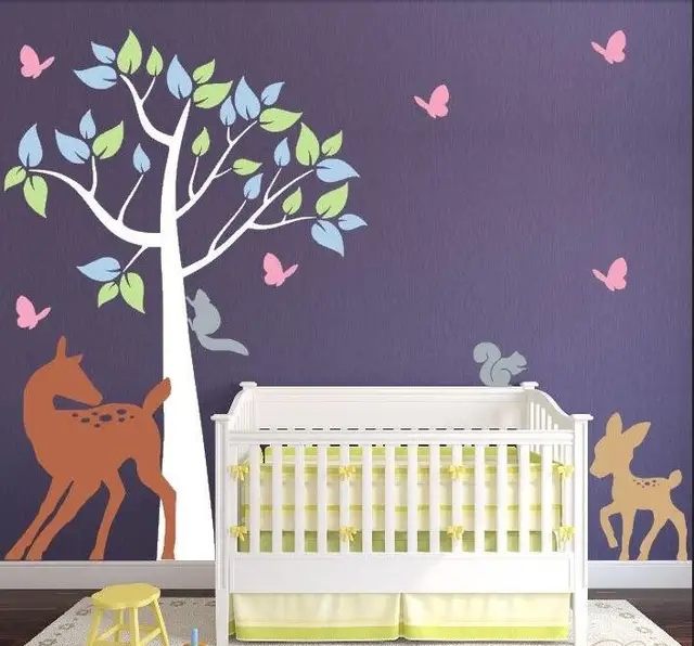 Diy Large Tree Wall Stickers Baby Room Nursery Decal With Diy Large Tree Wall Stickers Baby Room Nursery Decal With Colorful And Forest Animals