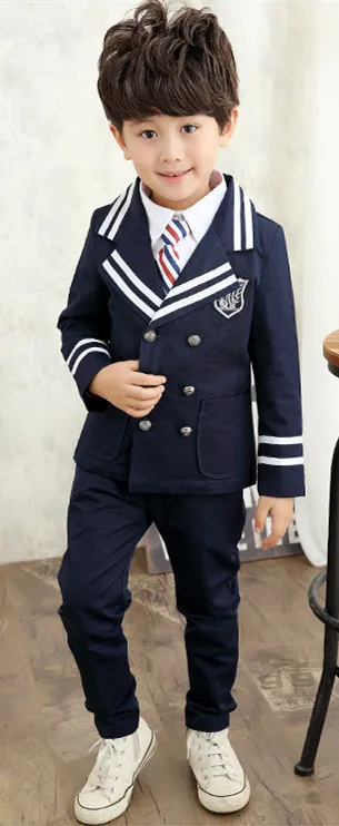 Детская униформа в английском и корейском стиле для мальчиков и девочек; осенне-зимние костюмы; костюмы для начальной и средней школы; два комплекта