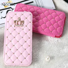 Kisscase Роскошный кожаный чехол для iPhone 7 6 Plus сетки Корона чехол Коке для iPhone 7 искусственная кожа флип телефон Чехлы для iPhone 6 7