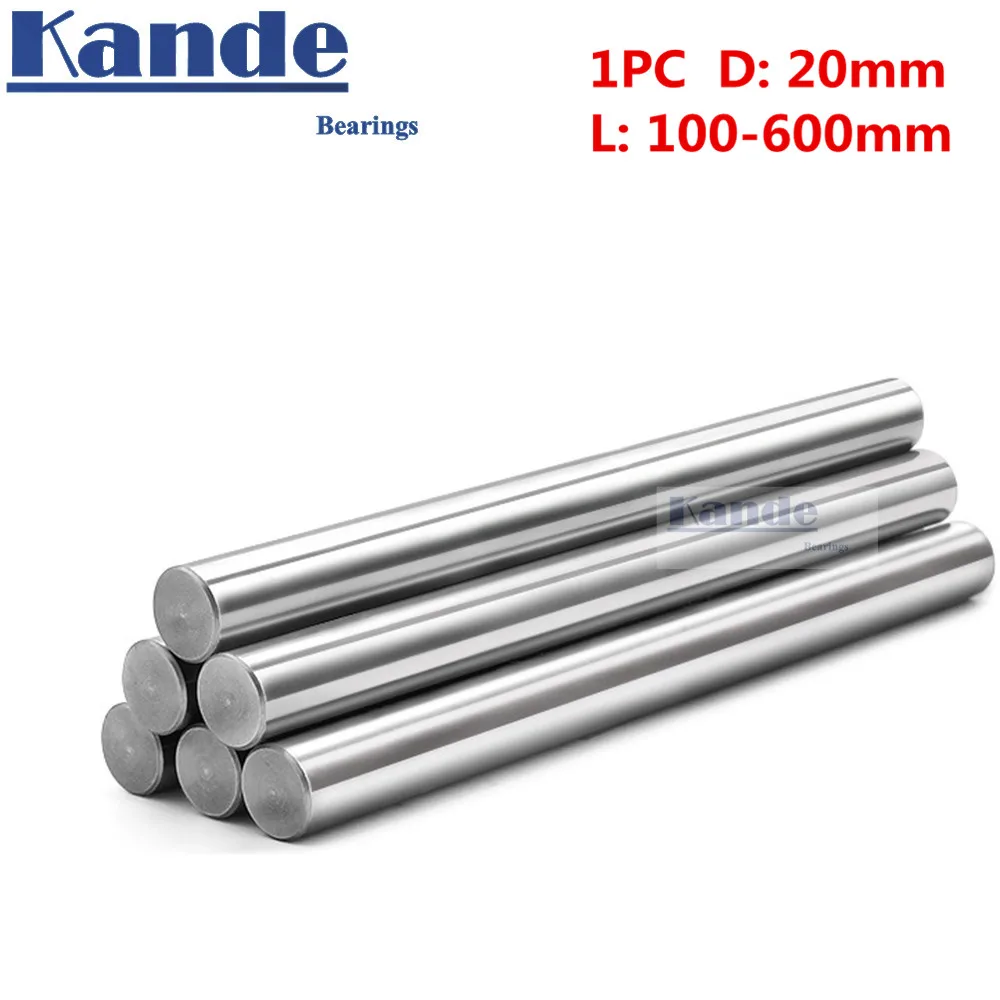 Kande Bearings 1pc d:20mm 3D printer rod shaft 20mm 100-600mm linear shaft 100mm chrome plated rod CNC parts