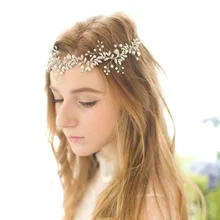 2017 New Arrival Handmade Alloy Wired Rhinestones Crystals Pearls Flower Leaf Wedding Headband Bridal Hair Vine Hair Accessories