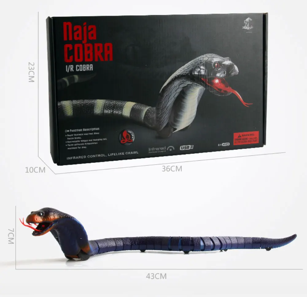Novelty Remote Control Snake Toys Viper Simulated Electric RC Animal Snake Retractable Tongue for Children Christmas Gift