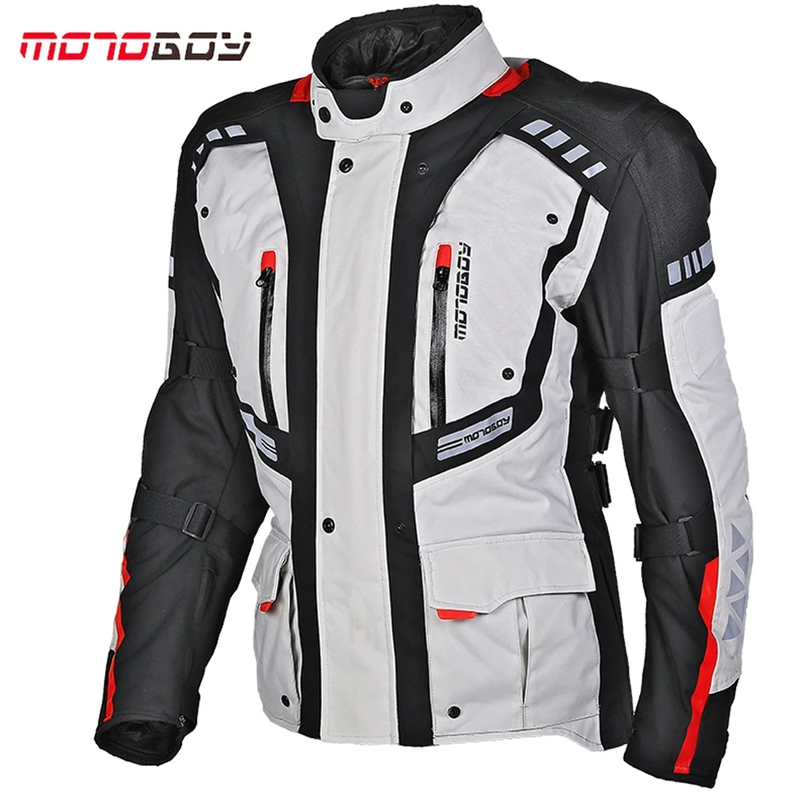 US $558.86 Free shipping 1set MOTOBOY Motocross Moto Offroad Armor Waterproof Windproof Down Lining Reflective Motorcycle Jacket and Pants