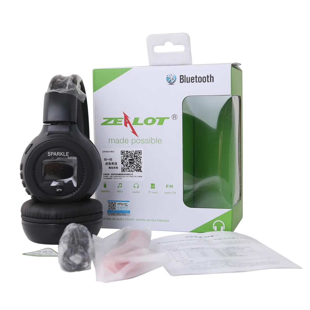 ZEALOT B570 стерео Bluetooth Беспроводные наушники с микрофоном гарнитура с fm-радио для iPhone samsung Поддержка TF карты