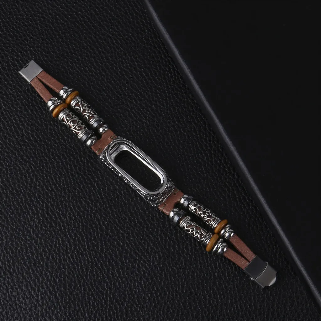 hotReplacement Leather Wristband Band Strap+ Metal Case For Xiaomi Mi Band 4 Purchasing