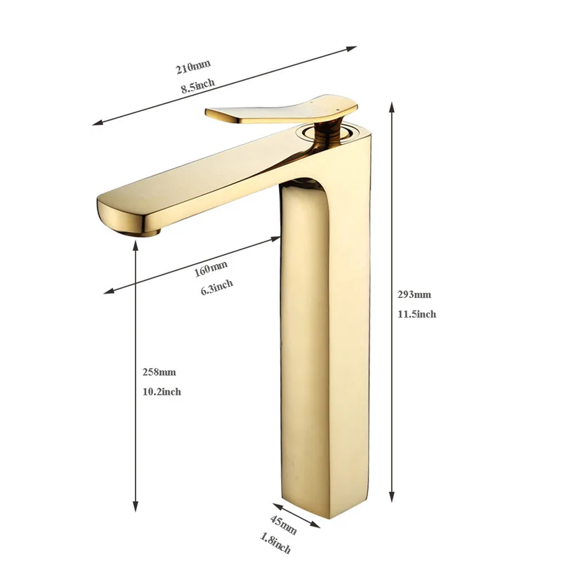 Ванная комната для умывальника Золотой/хром латунь Раковина Смеситель площадь бассейна кран Одной ручкой горячей и холодной воды крана