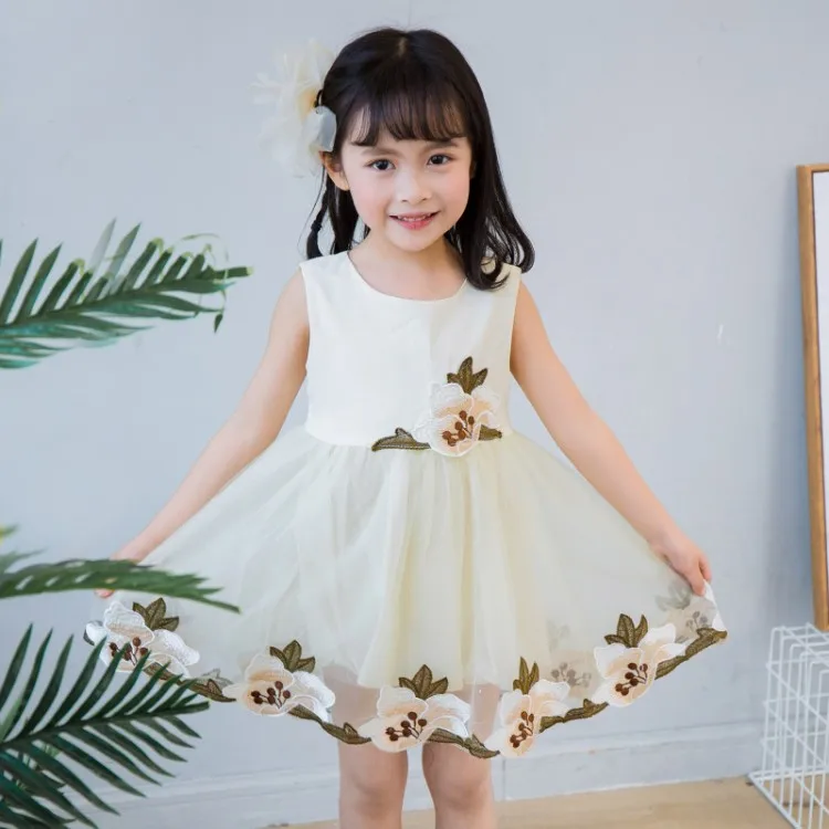 

Flower Baby Dress 2018 New Summer Cute Baby Girls Clothes Embroidered vest dress Clothing 3 4 5 6 Year Birthday Dress