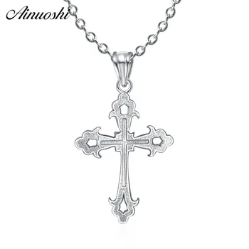 

Fashion Hip Hop Men & Women Cool Big Cross Necklace Pendant 925 Sterling Silver Cross Pendants White Trendy Jewelry