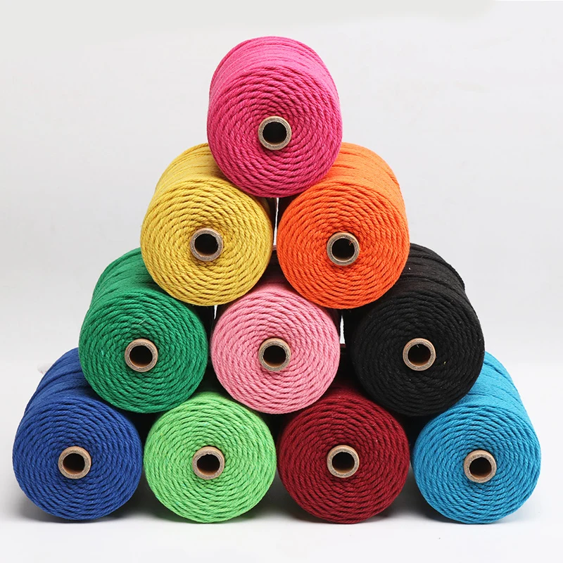 

3mmx110yards 100% Cotton Cord Colorful Cord Rope Beige Twisted Craft Macrame String DIY Home Textile Decorative supply