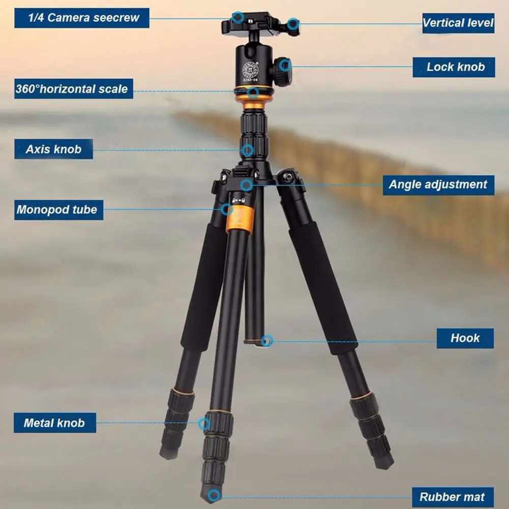 QINGZHUANGSHIDAI Q999S Professional Photographic Portable Aluminium Alloy Tripod Kit Monopod Stand Ball head For Travel DSLR C