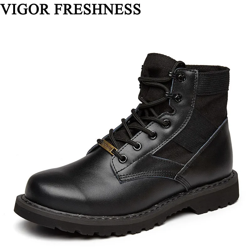 

VIGOR FRESHNESS brand Women boots Ankle Woman shoes Genuine Leather Work boots Short Cow Suede Split Boots Unisex Shoes S56
