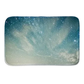 

Galaxy Printed Decorative Indoormat Soft Door Mat Short Plush Bathroom Floor Mats Blue Sky Shining Stars Carpets