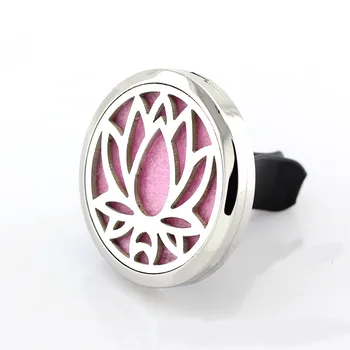 

2016 New 38mm Stainless Steel Hollow Lotus Car Aromatherapy Clip Locket Essential Oil Diffuser