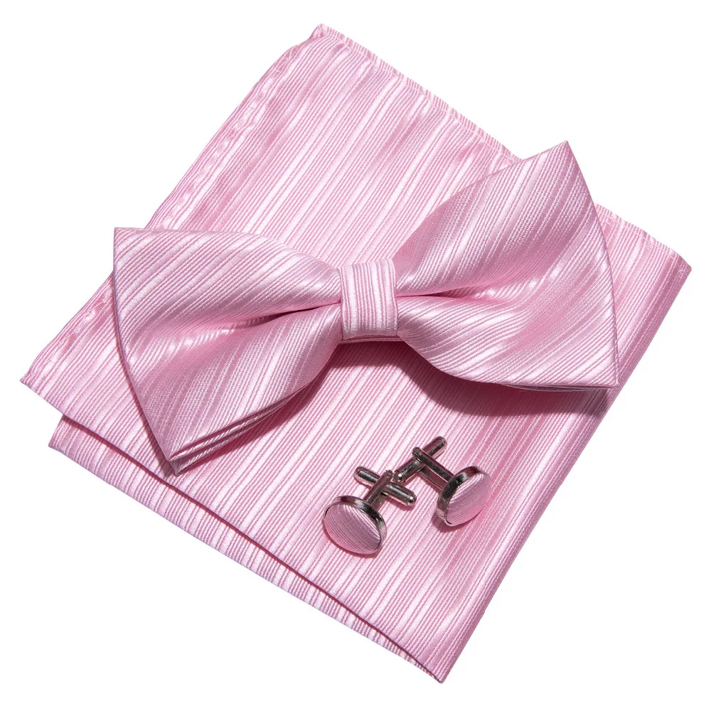 

LF-819 Barry.Wang Fashion Men`s Bowtie 100% Silk Pink Solid Butterfly Wedding Bow Ties For Men Groom Party Mens Gift Gravata