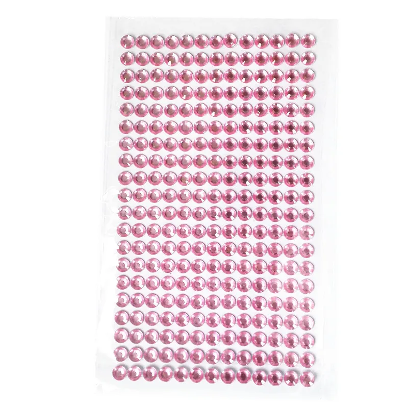 

6mm 260pcs/set kids toys Rhinestone Stickers Acrylic pink crystal Self Adhesive Diamond Wedding Hair Wall Furniture decoration