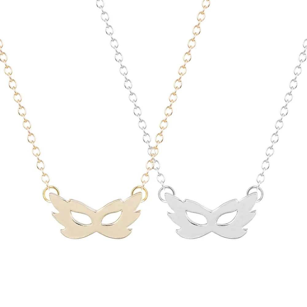 

QIAMNI New Style 10pcs/lot Wholesale Unique Masquerade Mask Pendant Necklace for Women and Girls Collares Fashion Jewelry Gift