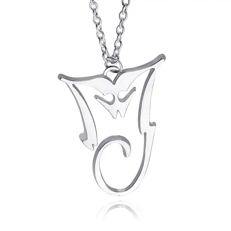 Fashion Michael Jackson Necklace Silver Pendant Mj King Of Pop Necklace Silver Pendant Mj King Of Pop