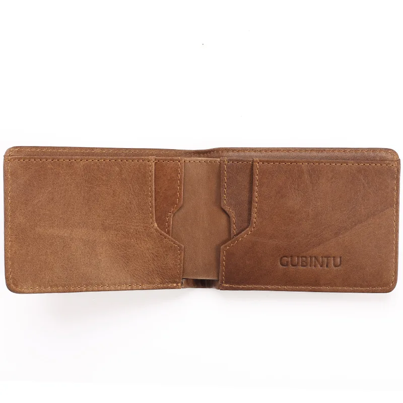 Cena GUBINTU marka mężczyzna minimalistyczny Vintage projektant prawdziwej skóry mężczyzna schudnięcia cienkie Mini portfel męski mały portfel pieniądze klip karty kredytowej