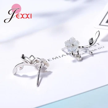 

Bohemia Style Earrings With Silver Clear CZ Stud Earring For Woman Fashion Flower Jewelry Party Temperament Brincos