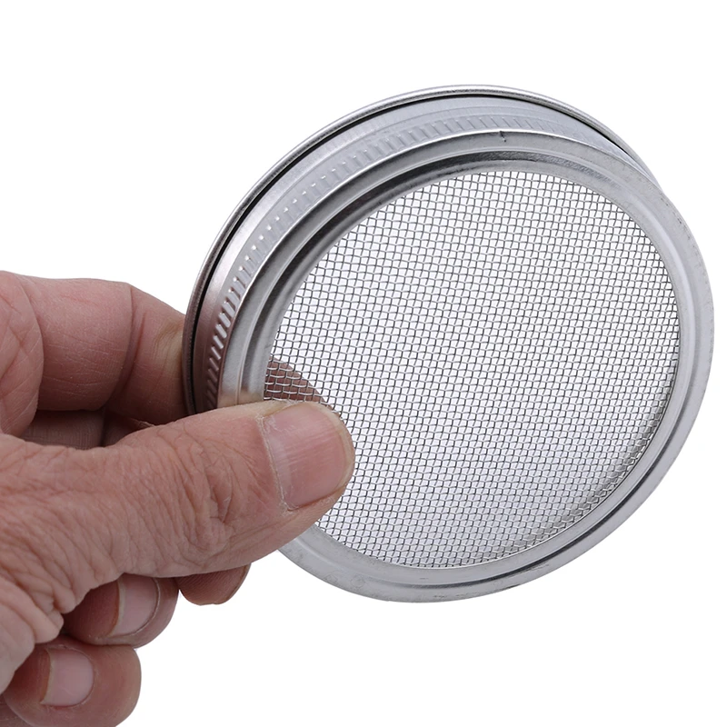 

Silver Stainless Steel Strainer Filter Net Cover Seed Sprouting Screen Sprouting Lids For Round Mouth Canning Jar