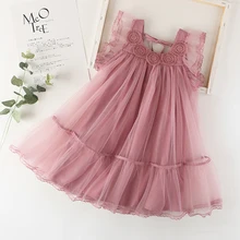 Белое и розовое кружевное платье с фатиновой юбкой для девочек возрастом от 3 до 12 лет, вечерние платья без рукавов с оборками для выпускного вечера, Рождественский детский костюм принцессы