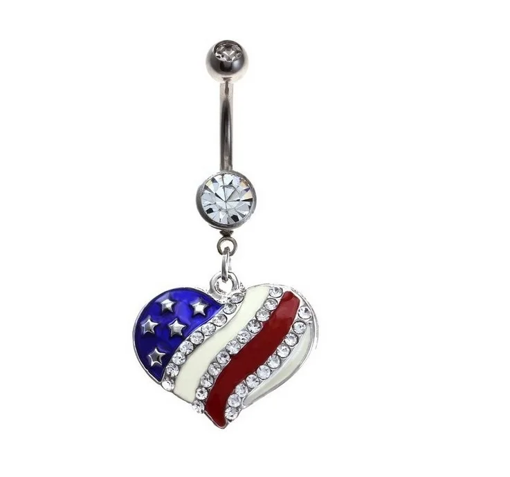 Hot ! English Flag Heart Navel Belly Button Rings Navel Piercing Body
