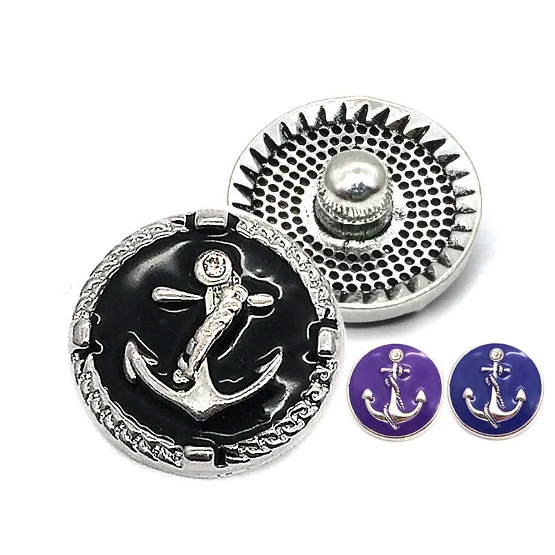 

metal Rhinestone Snap Buttons w095 Anchor Diy fit 18mm Snap button Necklaces/Bracelets for women