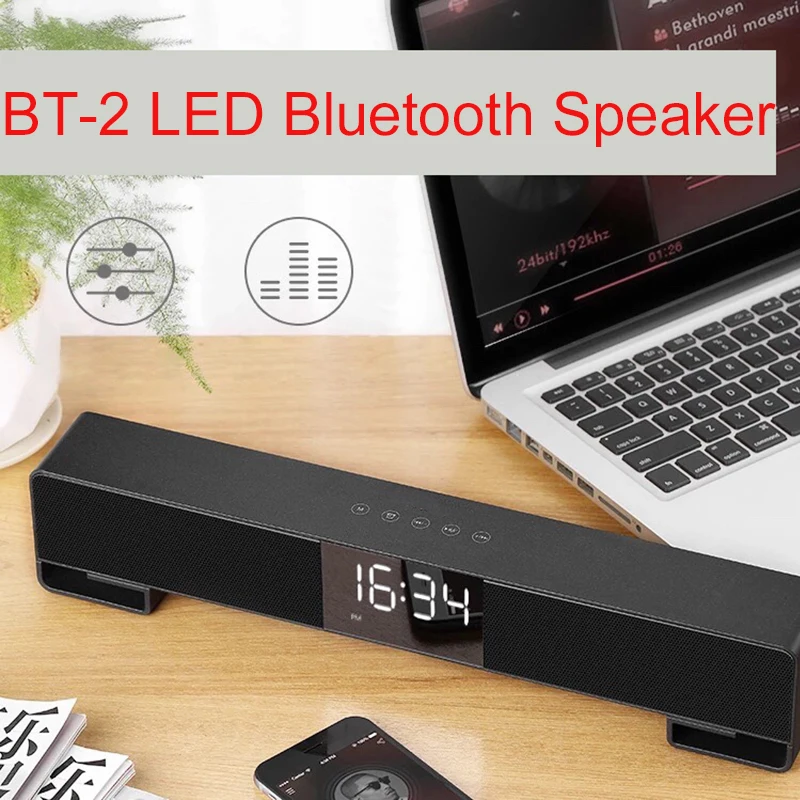 JOZQA Портативный BT2 Bluetooth Динамик Беспроводной Мощный сабвуфер глубокий бас стерео сабвуфер USB Aux 3,5 мм для домашнего кинотеатра