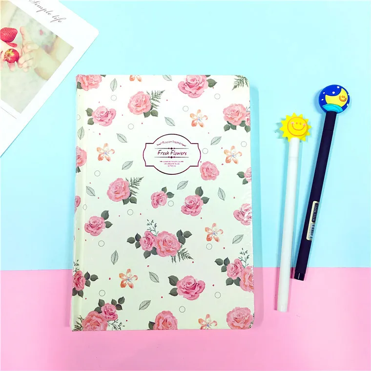 

1pcs Korean small fresh flower dance floral gift hardcover notebook thick horizontal line notebook student diary book